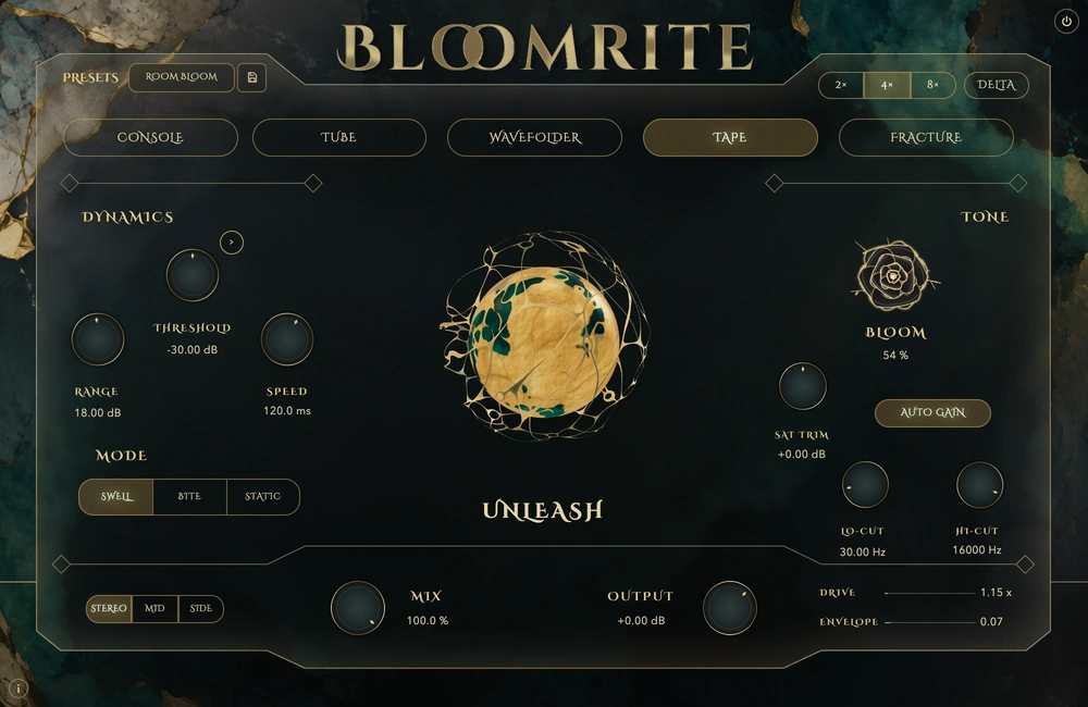 Bloomrite with the Tape style selected.